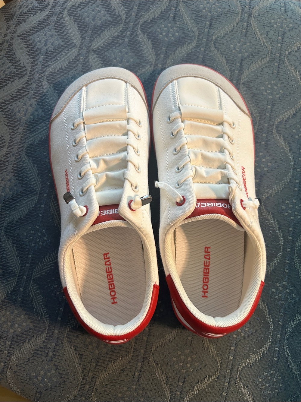 HOBIBEAR Women's White and Red Casual minimalist Sneakers